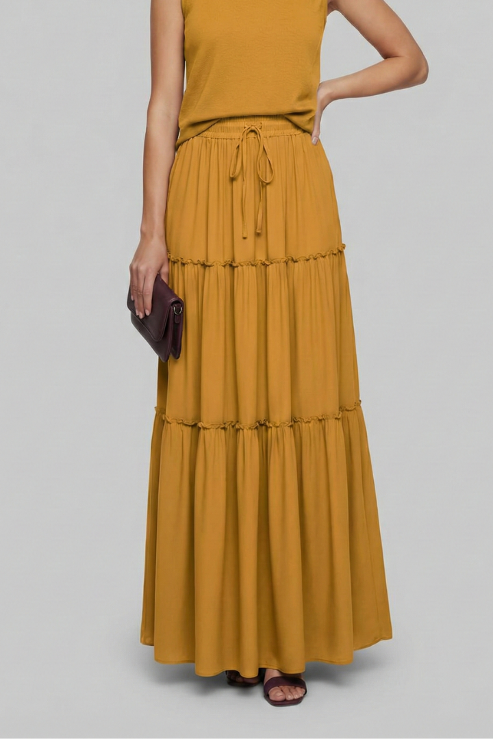 Mia | Elegant Tiered Maxi Skirt with Stretchy Waistband 7