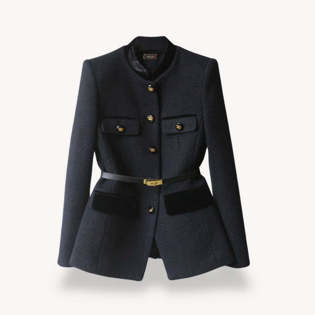 Mia | Luxurious Velvet Women's Blazer with Gold Accents 0