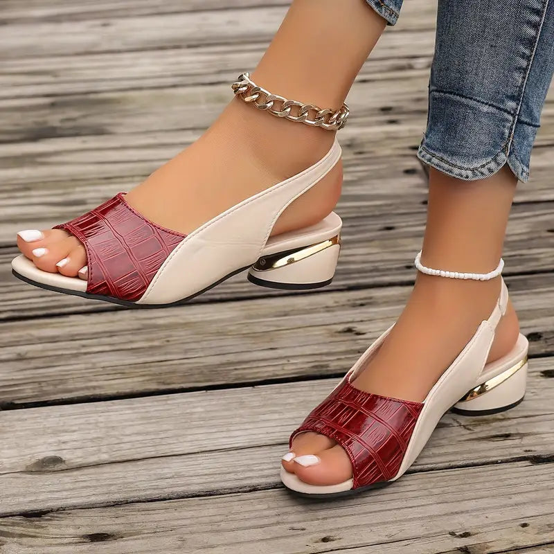 Mia | Modern Croc-Embossed Slingback Wedge Sandal 1
