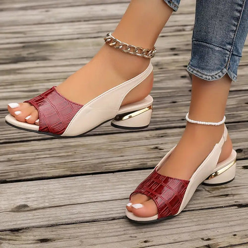 Mia | Modern Croc-Embossed Slingback Wedge Sandal 2