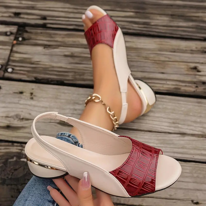 Mia | Modern Croc-Embossed Slingback Wedge Sandal 2