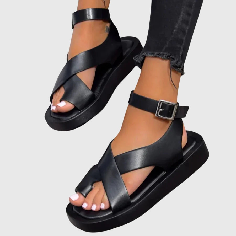 Mia | Modern Crossover Ankle Strap Chunky Platform Sandals 1