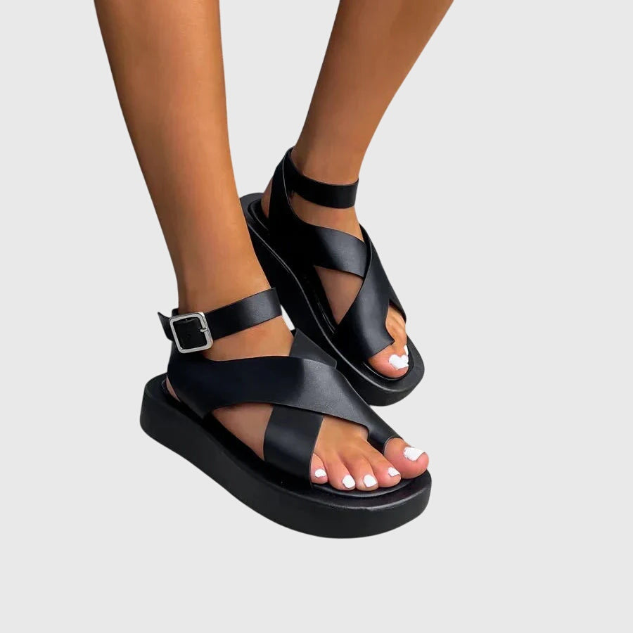 Mia | Modern Crossover Ankle Strap Chunky Platform Sandals 5