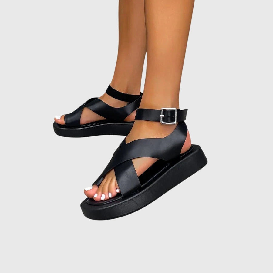 Mia | Modern Crossover Ankle Strap Chunky Platform Sandals 6