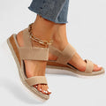 Mia | Stylish Elastic Knit Slingback Wedge Sandals 0