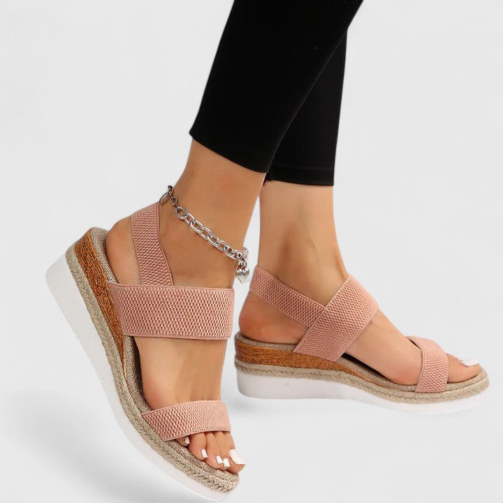Mia | Stylish Elastic Knit Slingback Wedge Sandals 1