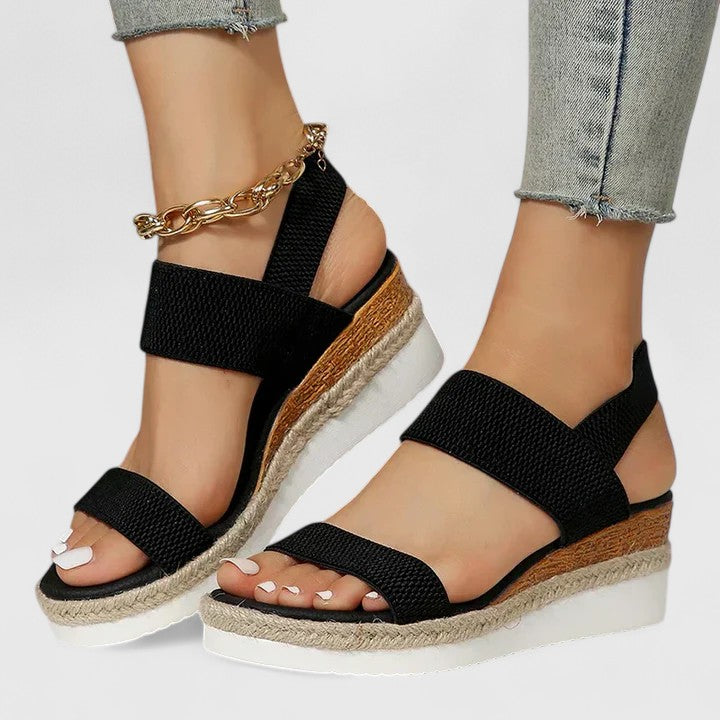 Mia | Stylish Elastic Knit Slingback Wedge Sandals 2