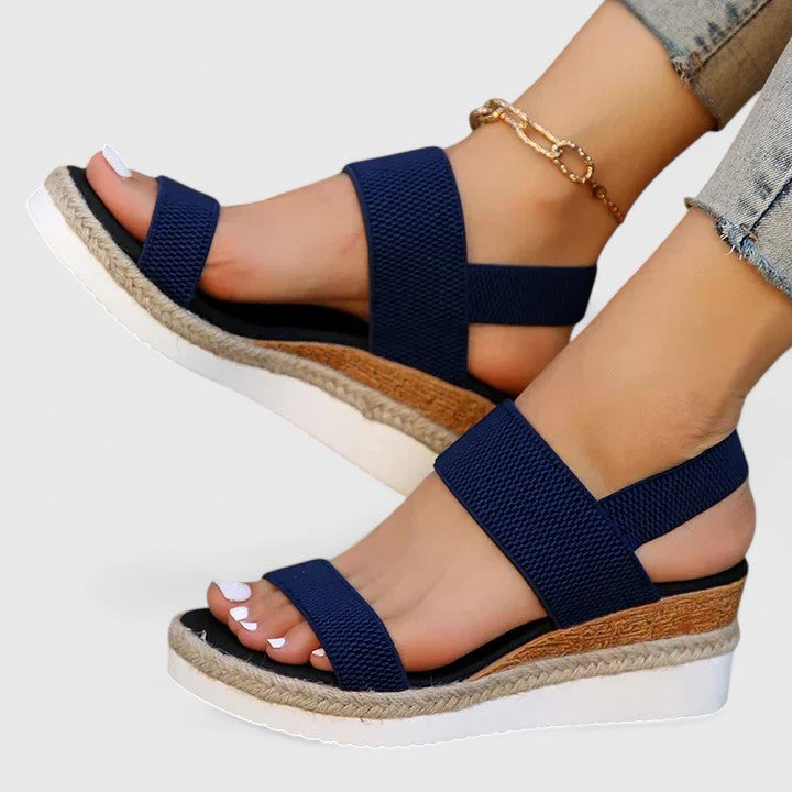 Mia | Stylish Elastic Knit Slingback Wedge Sandals 3