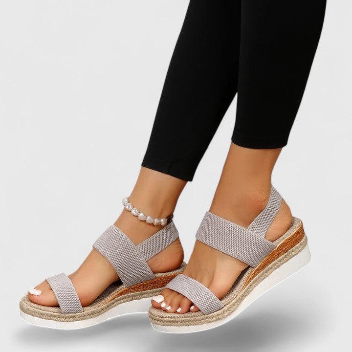 Mia | Stylish Elastic Knit Slingback Wedge Sandals 4