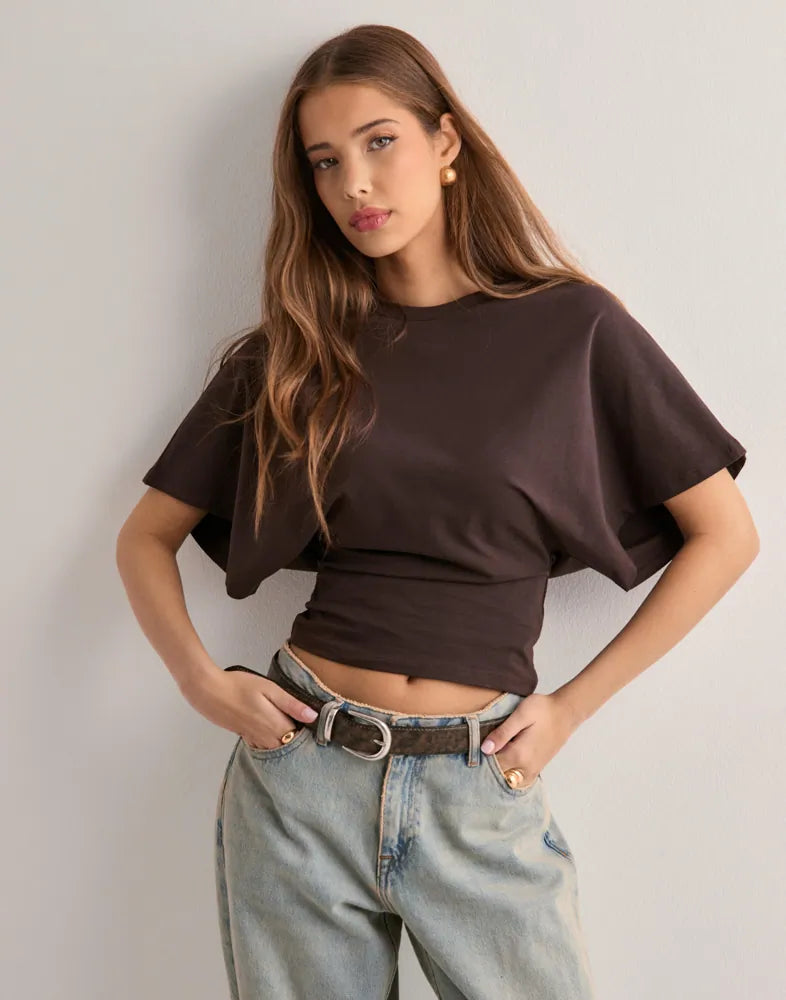 Mia | Stylish Fitted T-Shirt with Flared Sleeves 0