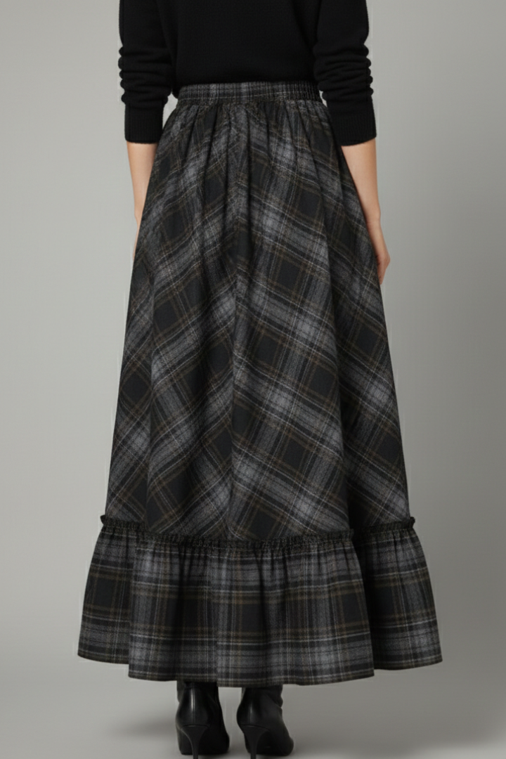Mia | Stylish High Waist Plaid Long Skirt 3