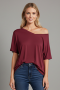 Mia | Stylish Loose Fit Asymmetric T-shirt 0