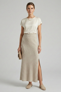 Mia | Stylish Ribbed High Waist Maxi Skirt 0