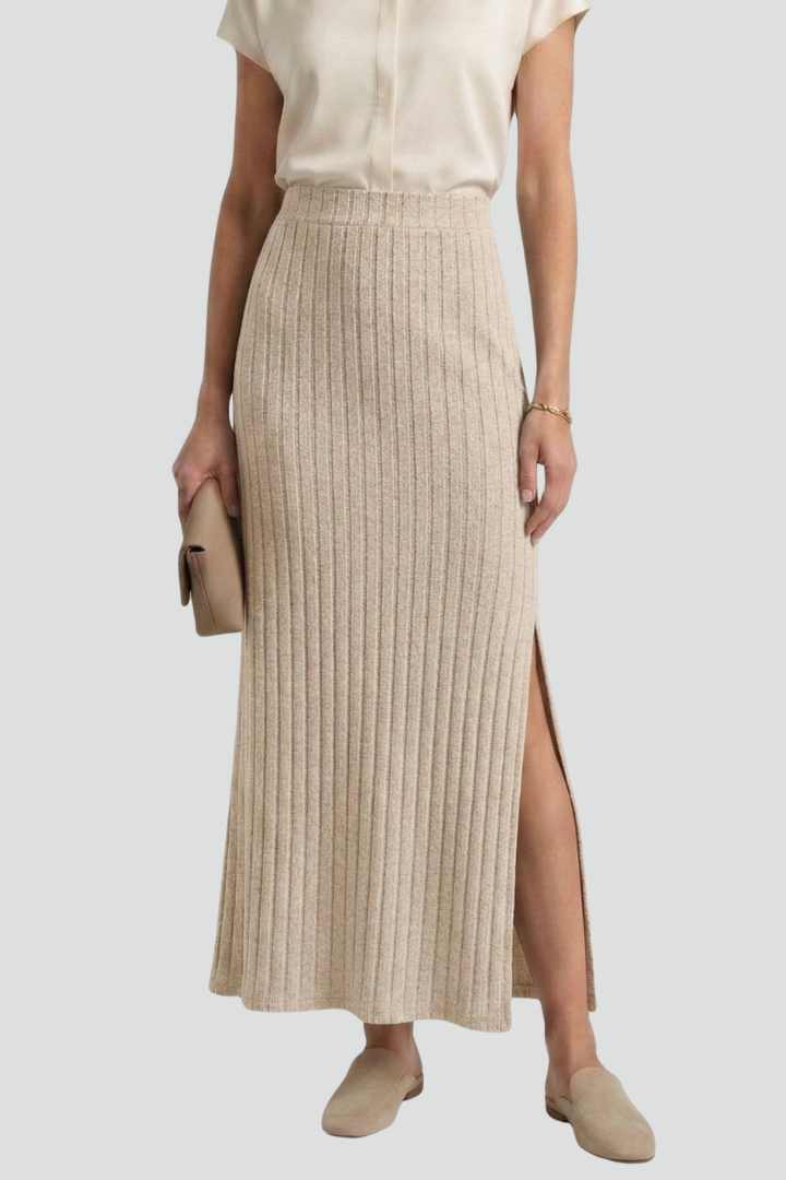 Mia | Stylish Ribbed High Waist Maxi Skirt 1