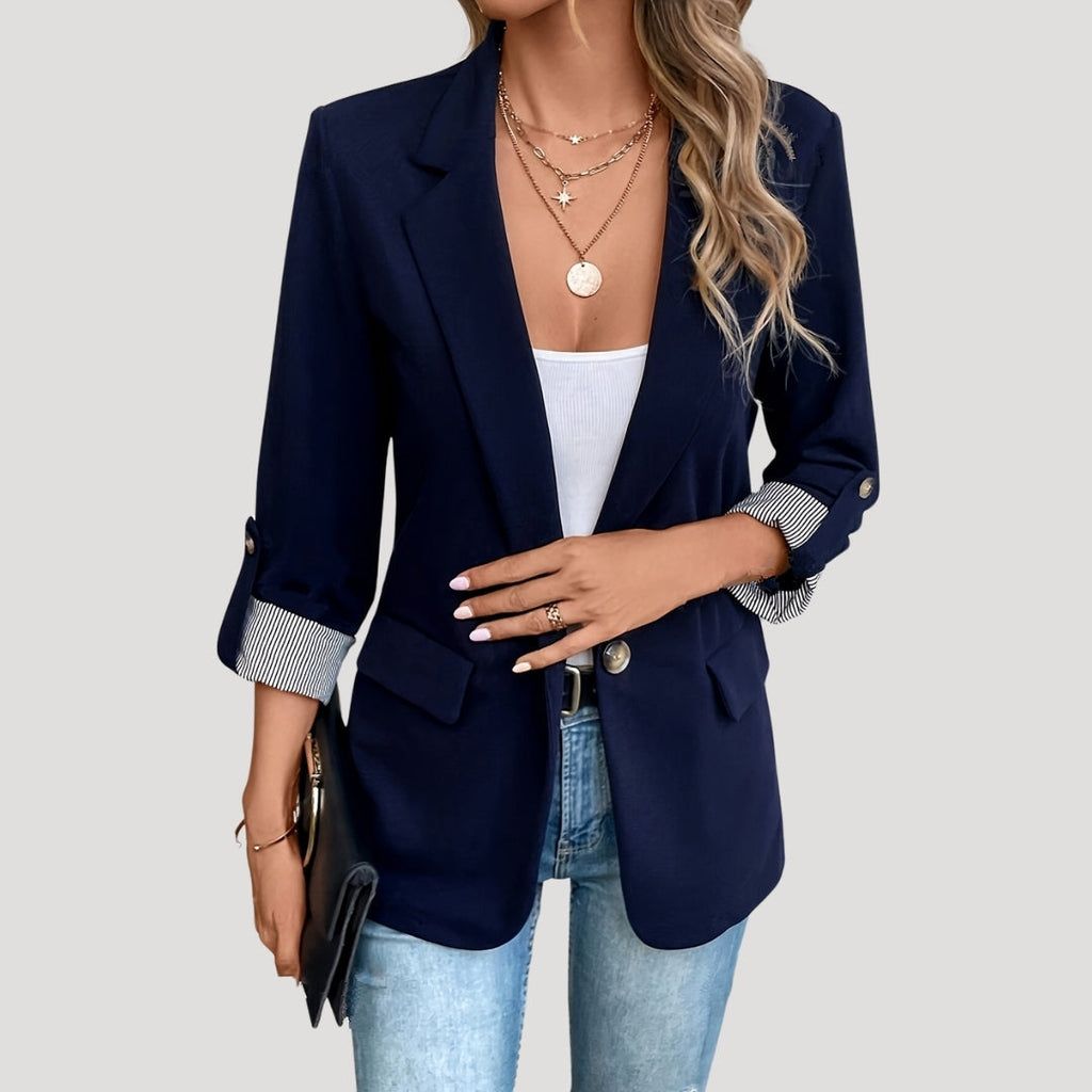 Mia | Stylish Tailored Black Blazer for Women with Roll-Up Sleeves 0