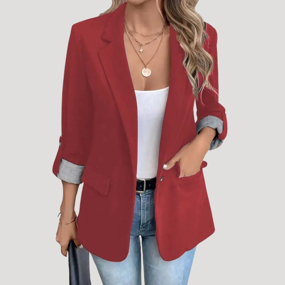Mia | Stylish Tailored Black Blazer for Women with Roll-Up Sleeves 2
