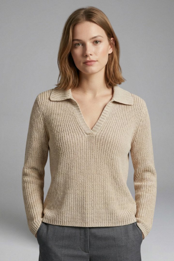 Mia | Stylish Textured Knitted Top with Three-Quarter Sleeves 0