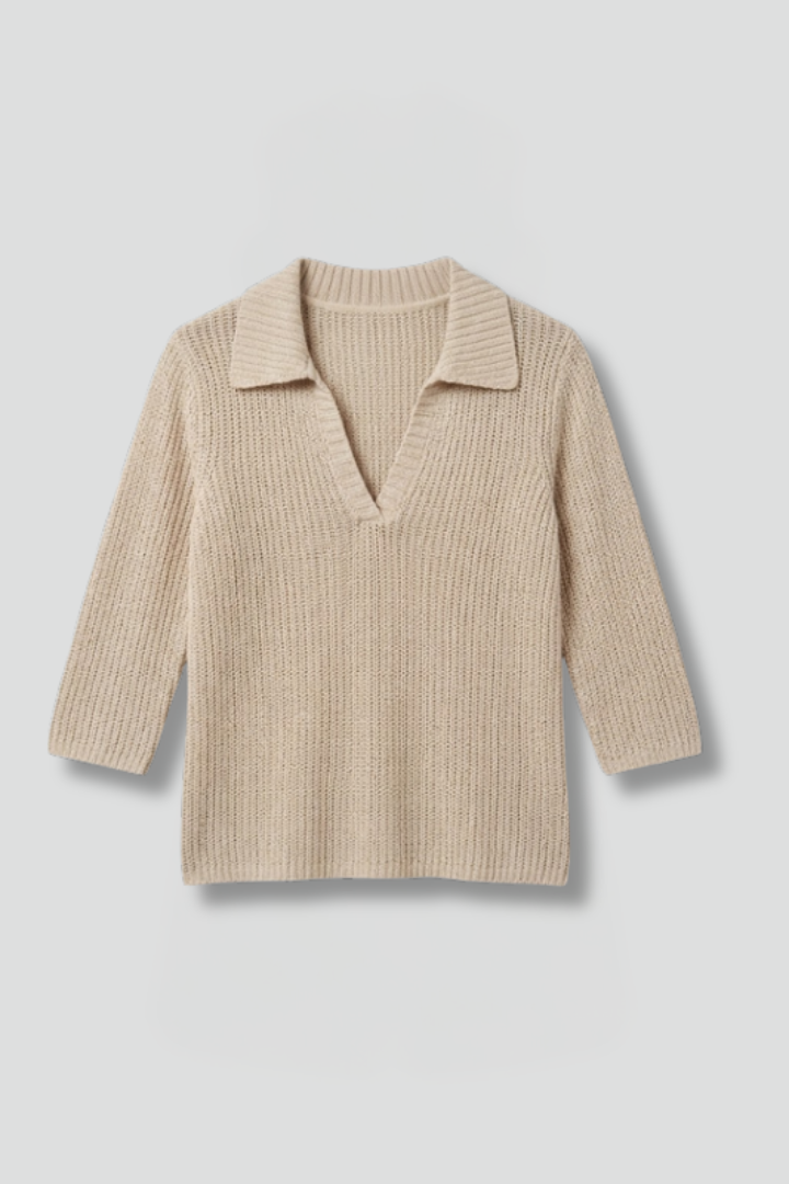 Mia | Stylish Textured Knitted Top with Three-Quarter Sleeves 4