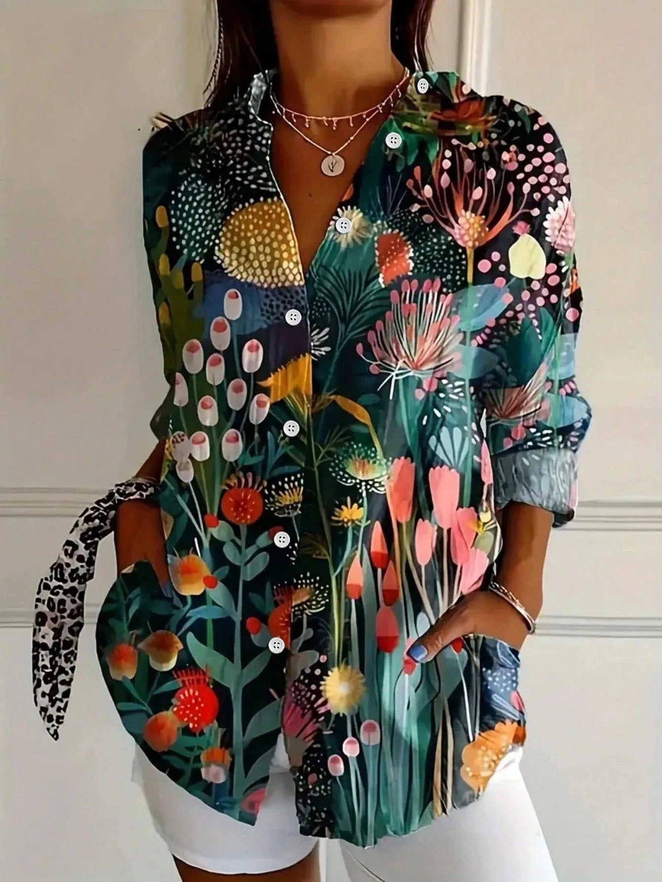 Mia | Vibrant Relaxed Floral Print Womens Top 2