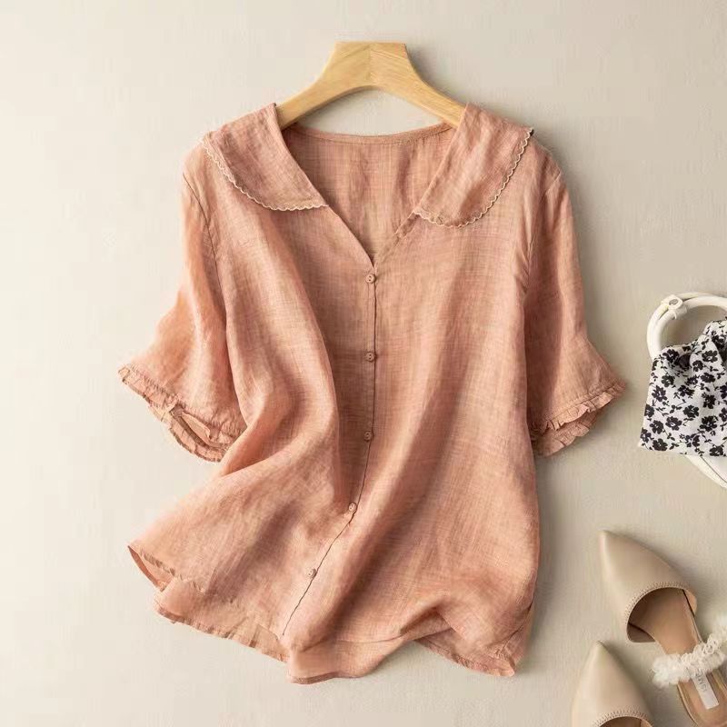 Mia | Vintage Relaxed Fit Scalloped Collar Blouse 1