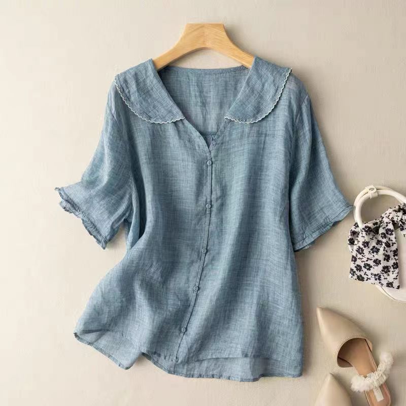 Mia | Vintage Relaxed Fit Scalloped Collar Blouse 2