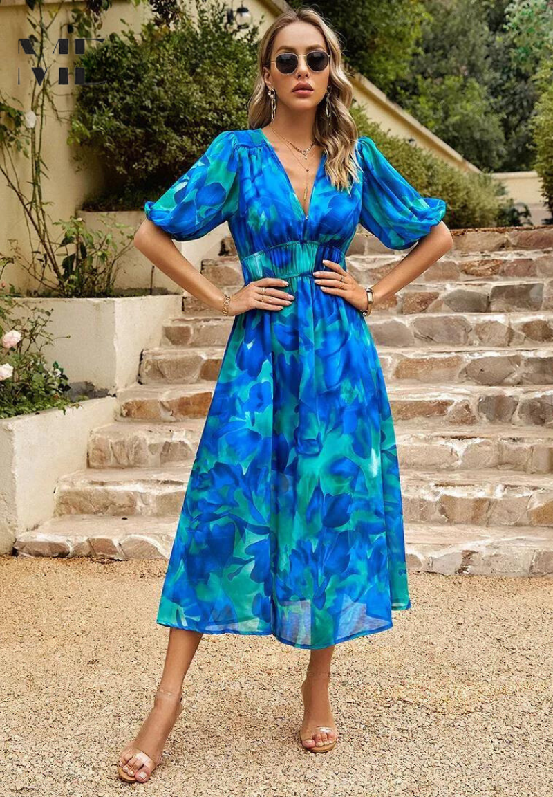 Olivia | Vibrant Floral Midi Wedding Guest Dress for Summer 3