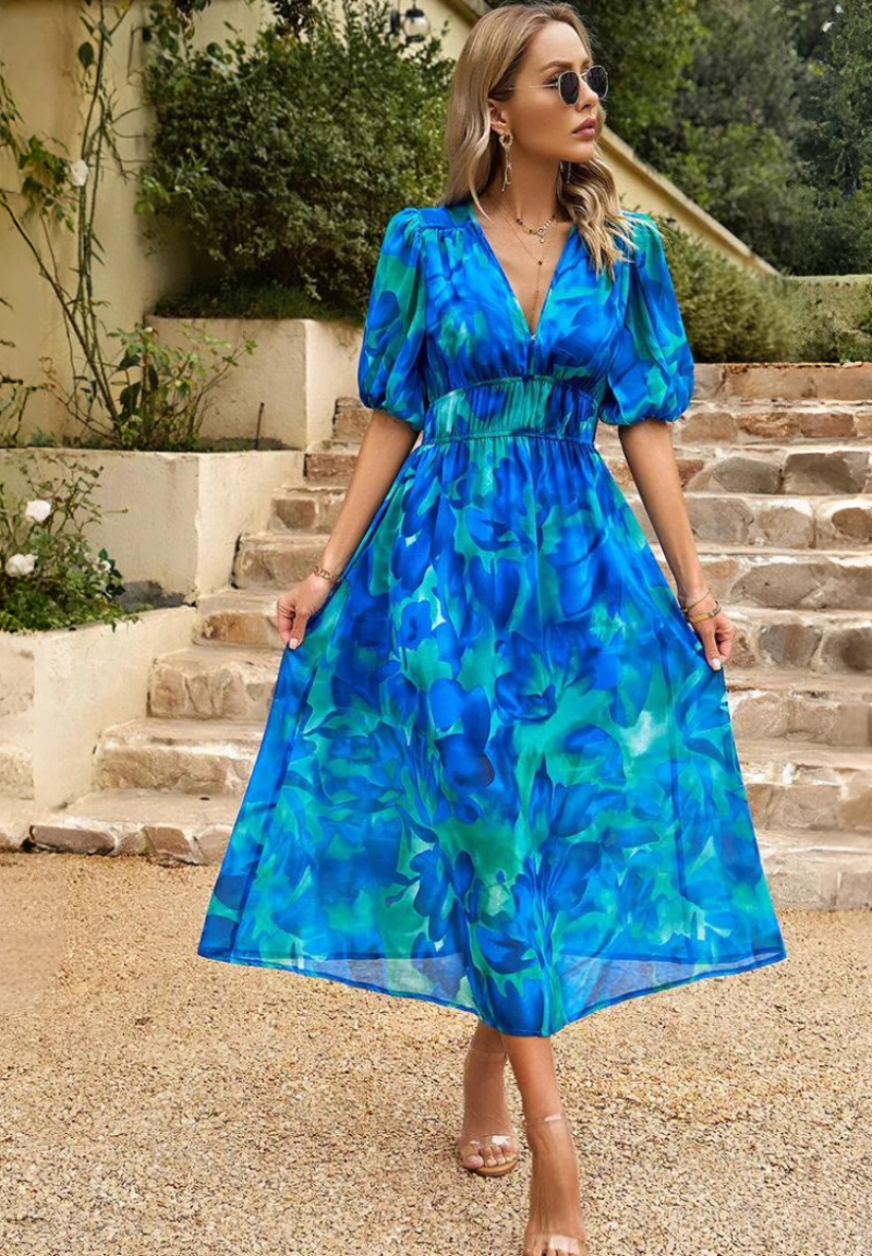 Olivia | Vibrant Floral Midi Wedding Guest Dress for Summer 4