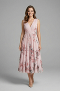 Samantha | Elegant Pleated Summer Dress with V-Neckline 0