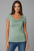 Sophia | Casual Soft Cropped Women's T Shirt with Drape Neckline 0