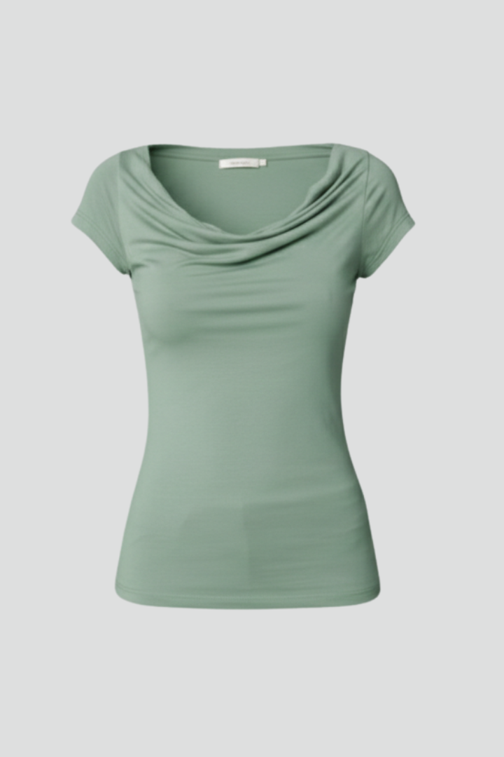 Sophia | Casual Soft Cropped Women's T Shirt with Drape Neckline 4