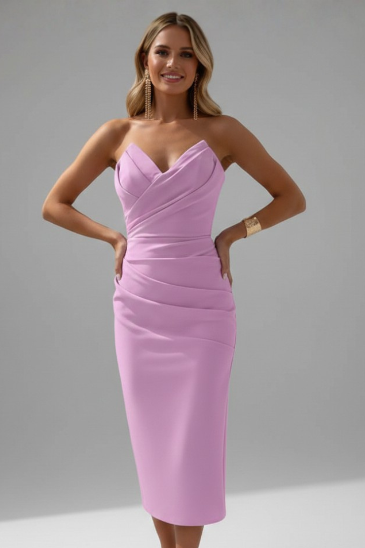 Sophia | Elegant Fitted Strapless Ruched Dress 7