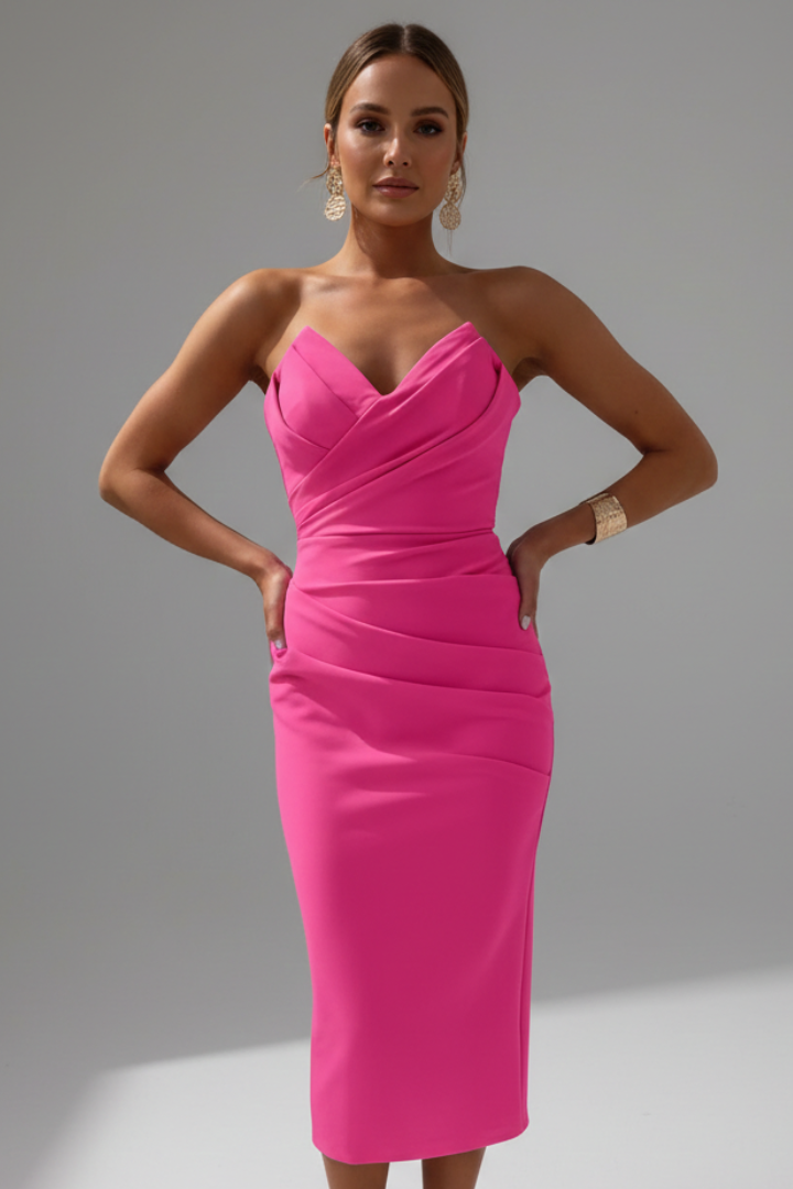 Sophia | Elegant Fitted Strapless Ruched Dress 8
