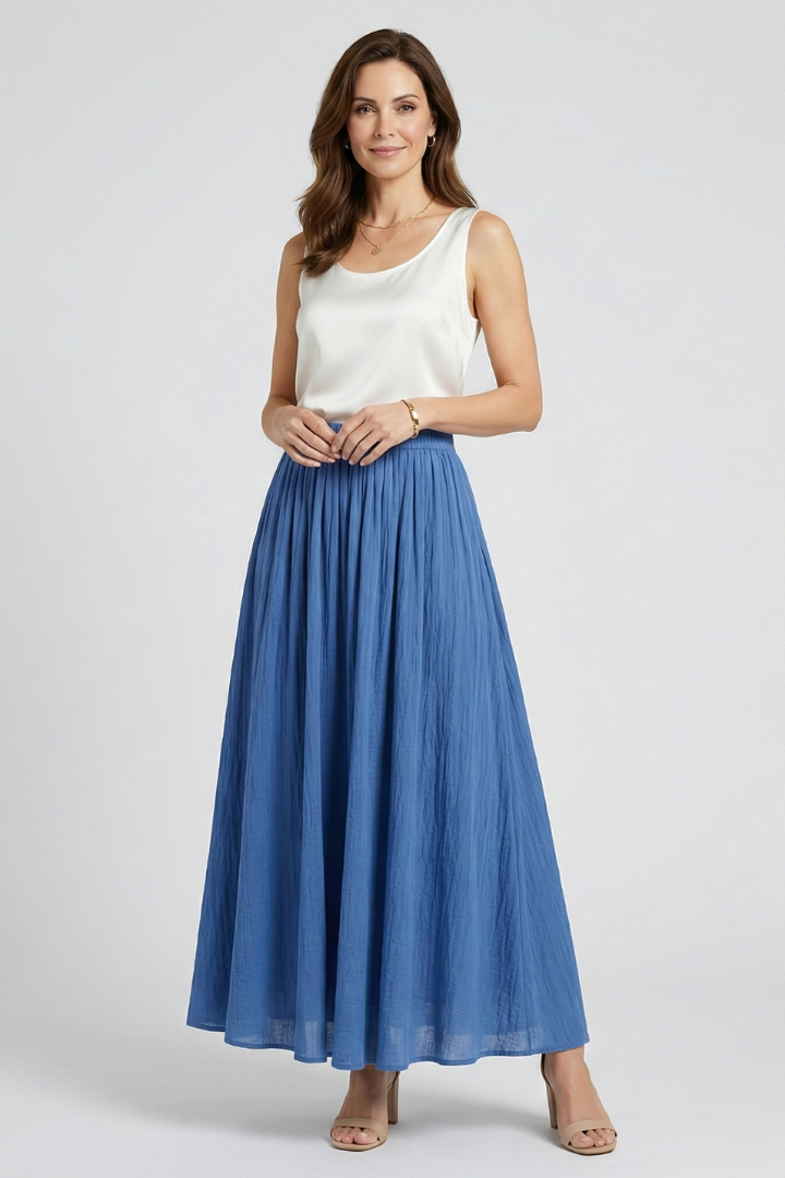 Sophia | Elegant Flared Maxi Skirt with Elastic Waistband 0