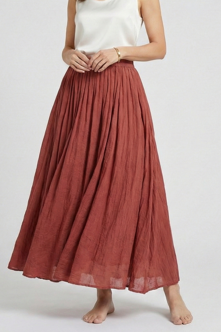 Sophia | Elegant Flared Maxi Skirt with Elastic Waistband 6