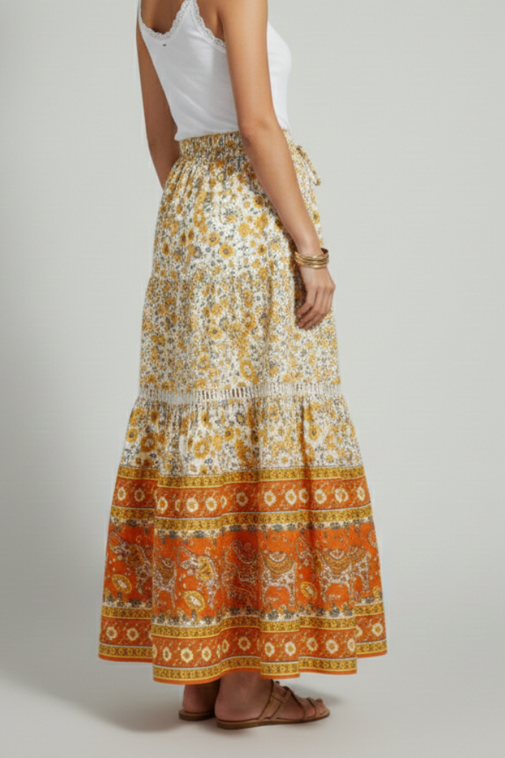 Sophia | Elegant Floral Midi Skirt with Stretch Waistband 2