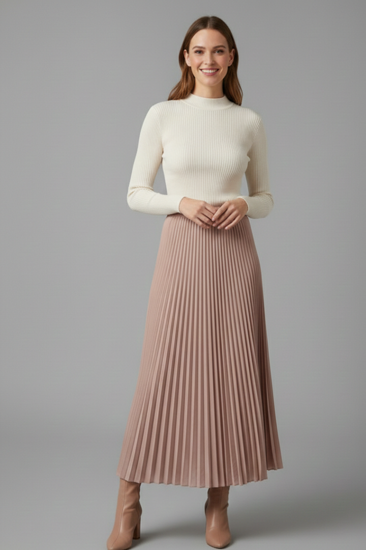 Sophia | Elegant Full Length Pleated Maxi Skirt 1