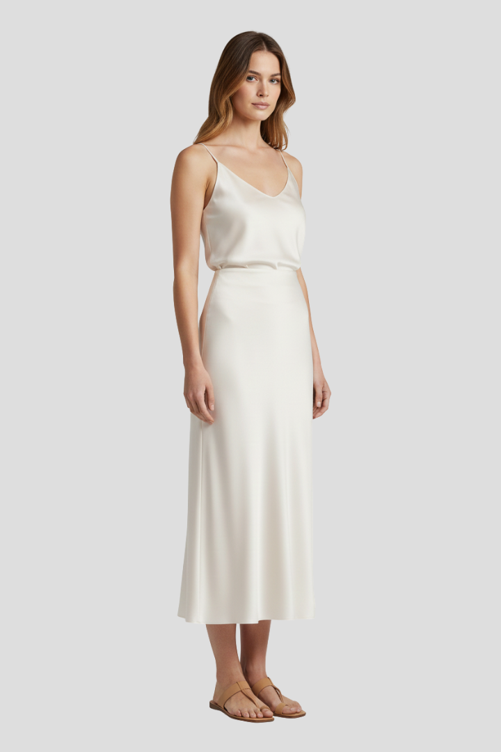 Sophia | Elegant High-Waisted Midi Skirt with Draped Design 1