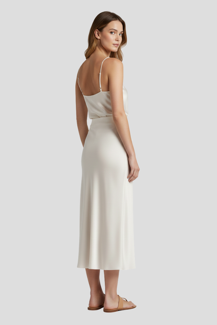 Sophia | Elegant High-Waisted Midi Skirt with Draped Design 2