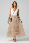 Sophia | Elegant Layered Midi Tulle Skirt with Stretch Waist 0