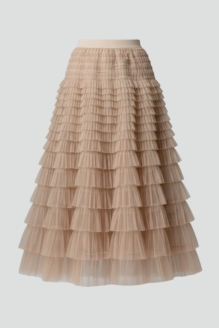 Sophia | Elegant Layered Midi Tulle Skirt with Stretch Waist 4