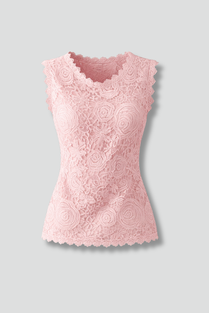 Sophia | Elegant Lightweight Women's Blouse with Scalloped Lace V-Neckline 4
