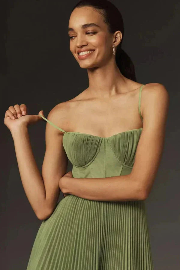 Sophia | Elegant Pleated Midi Wedding Guest Dress 1