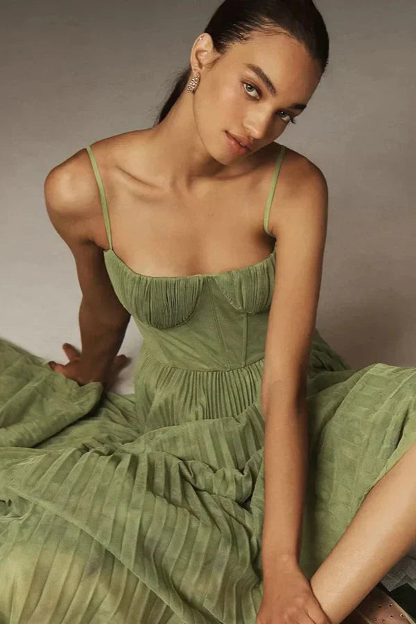 Sophia | Elegant Pleated Midi Wedding Guest Dress 3