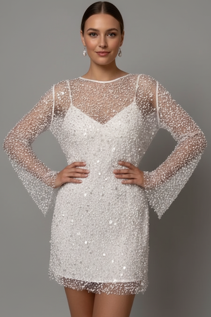 Sophia | Elegant Two-Layer Mini Wedding Guest Dress 0