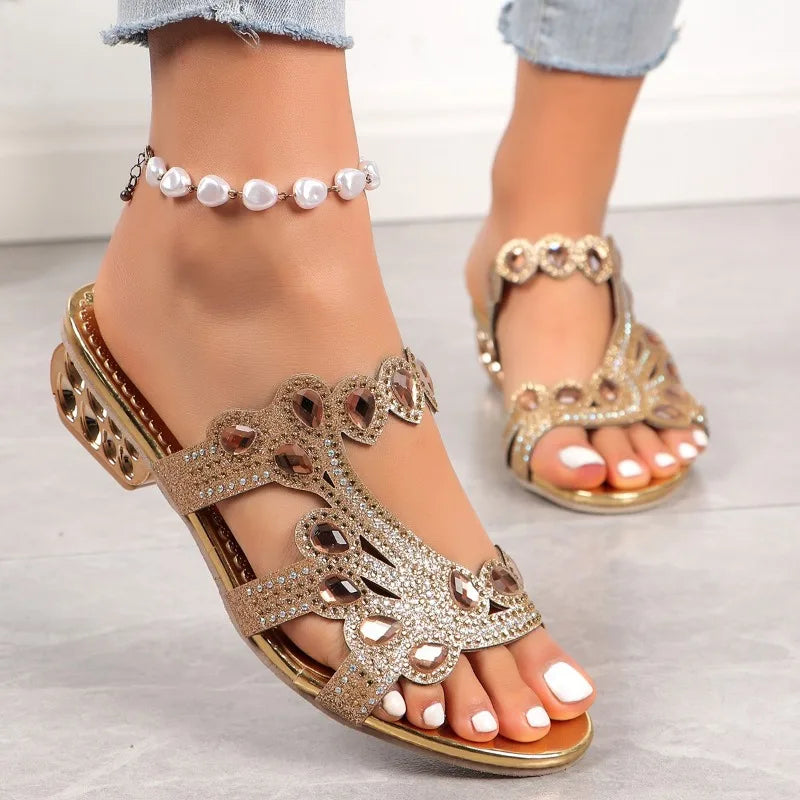Sophia | Glamorous Rhinestone Cutout Flat Sandal 2