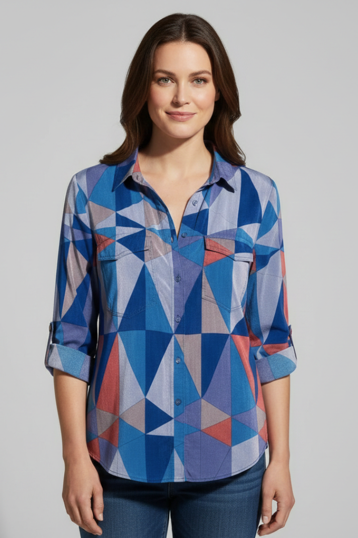 Sophie | Chic Geometric Long Sleeve Women's Blouse 0