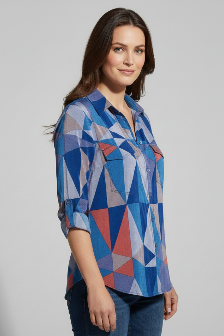 Sophie | Chic Geometric Long Sleeve Women's Blouse 1