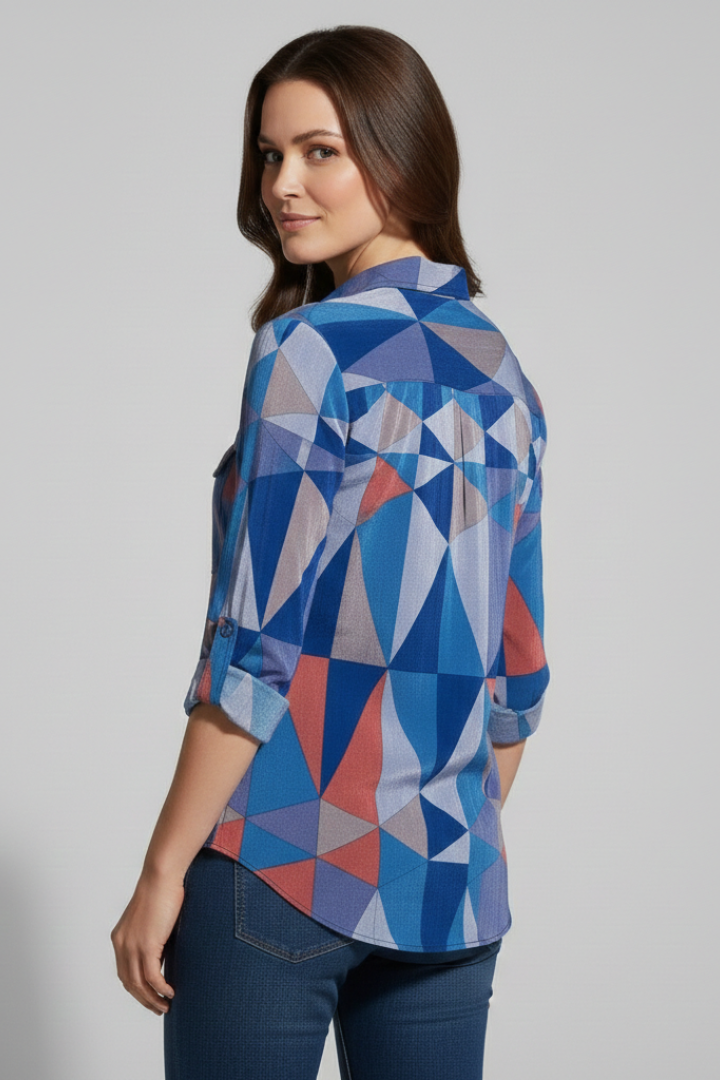 Sophie | Chic Geometric Long Sleeve Women's Blouse 2