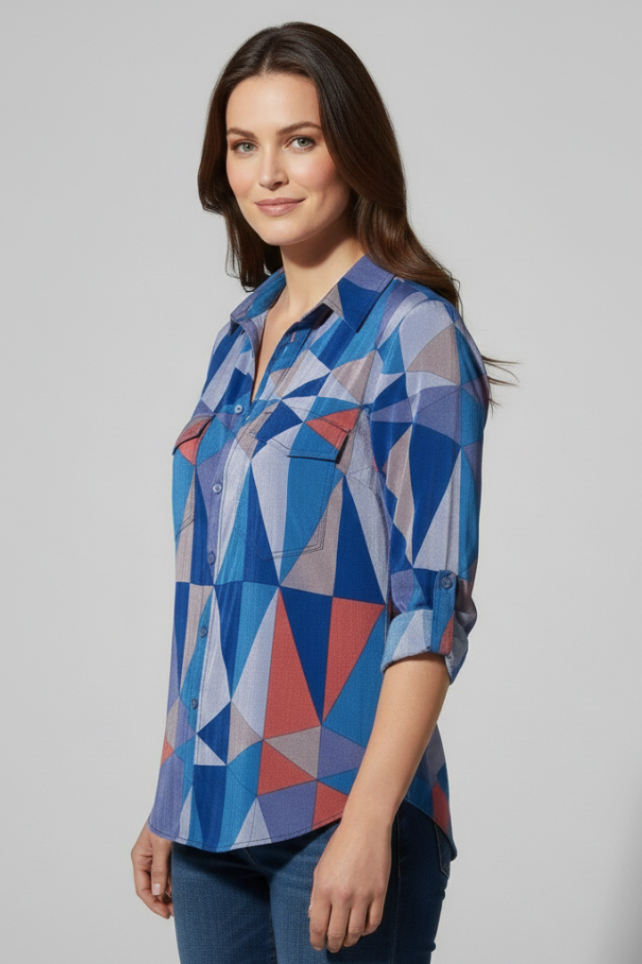 Sophie | Chic Geometric Long Sleeve Women's Blouse 3