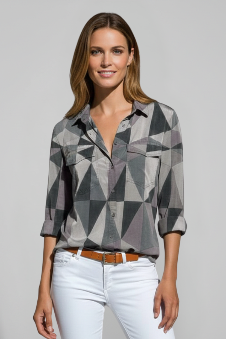 Sophie | Chic Geometric Long Sleeve Women's Blouse 5